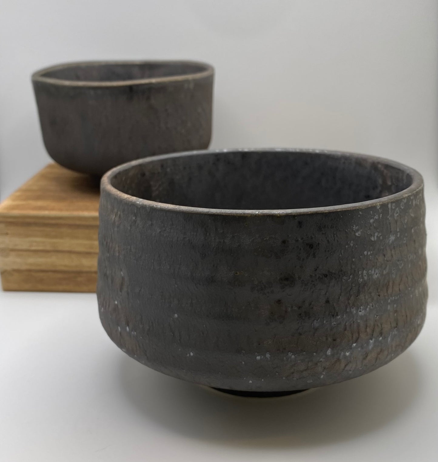 Brushed Metallic Glaze Handmade Chawan Matcha Bowl (Small)