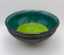 Abalone Shell Dark Aquamarine Handmade Chawan Matcha Bowl