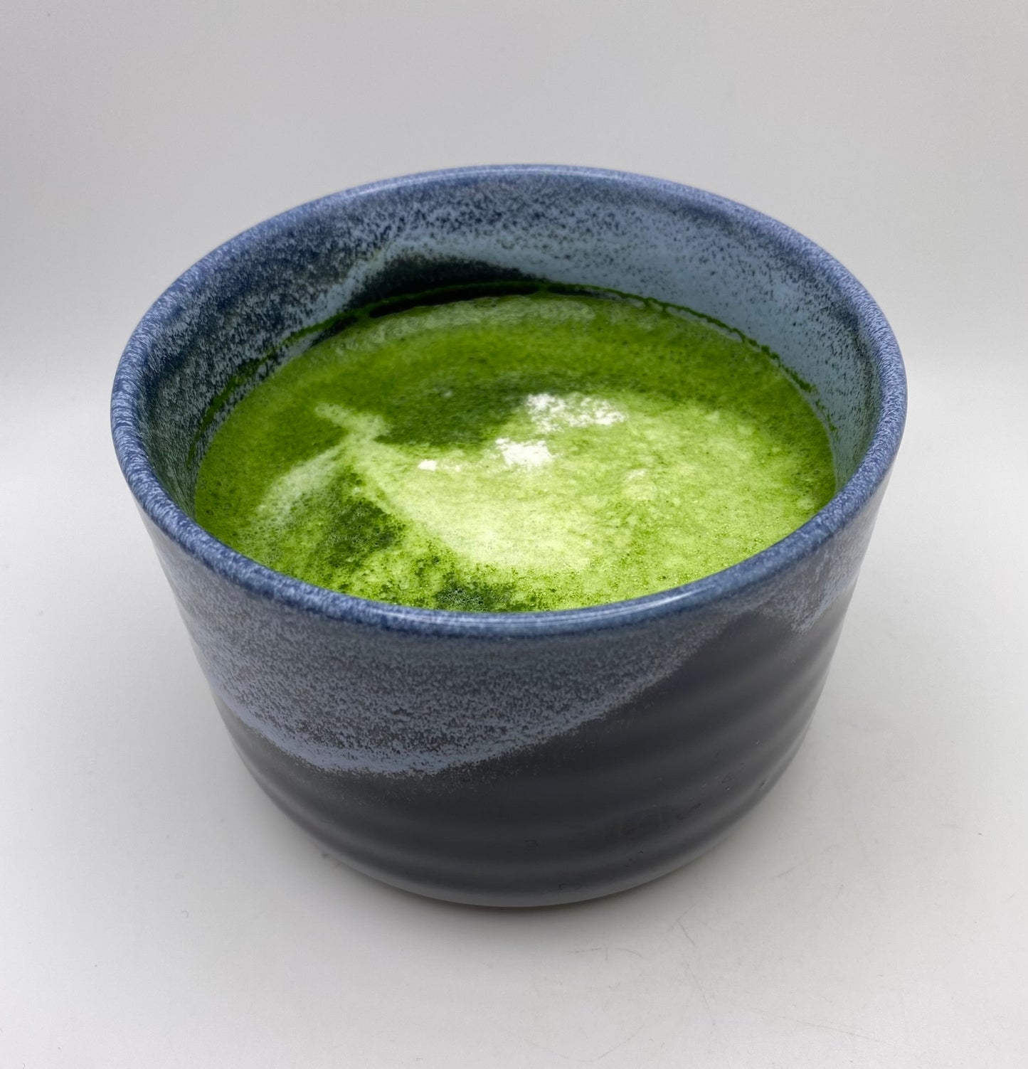 Blue & White Sea Foam High Profile Handmade Chawan Matcha Bowl (Large)